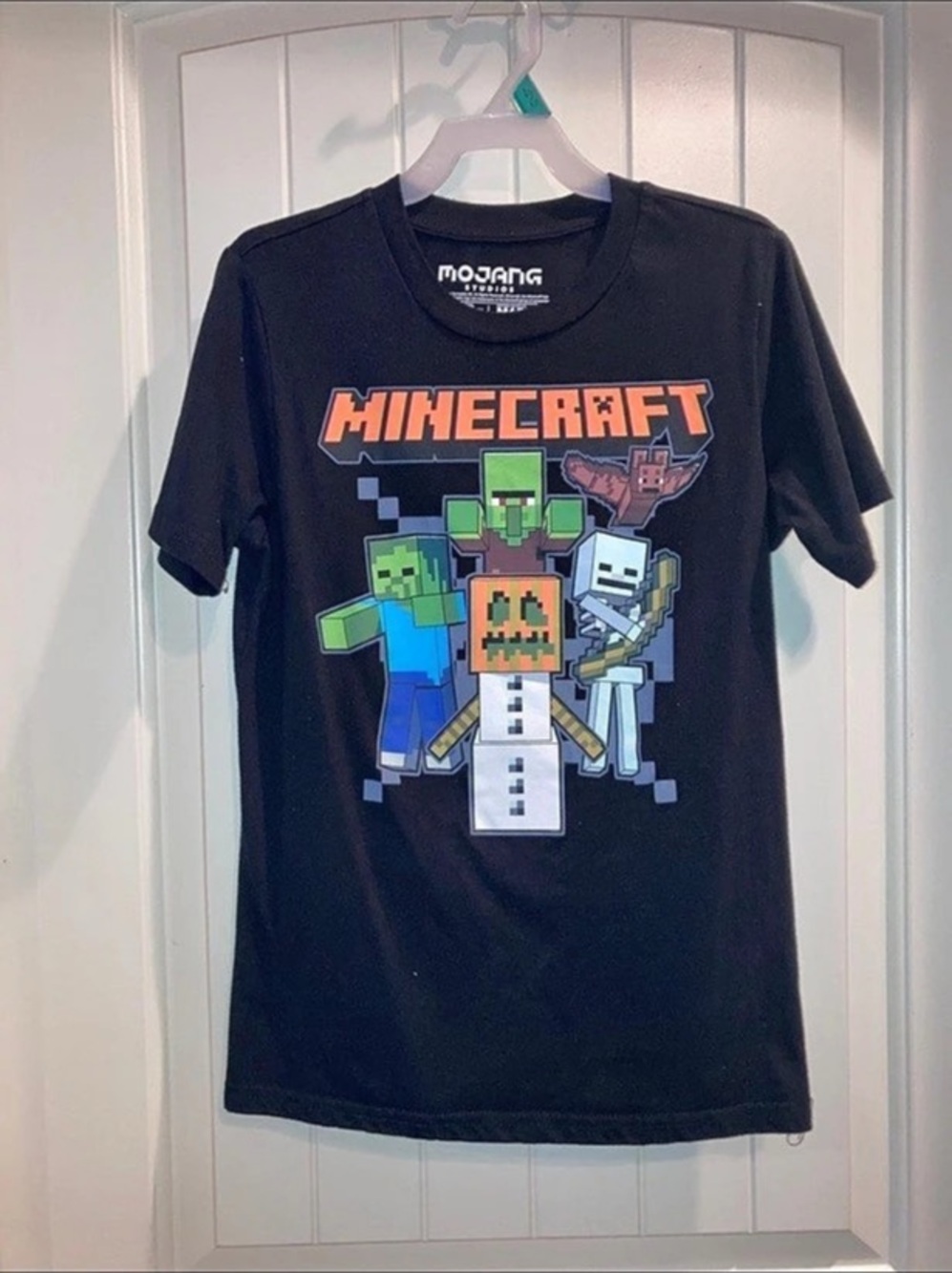 Youth Large Halloween Shirts: Minecraft (Mojang) and Simpsons (Old Navy)